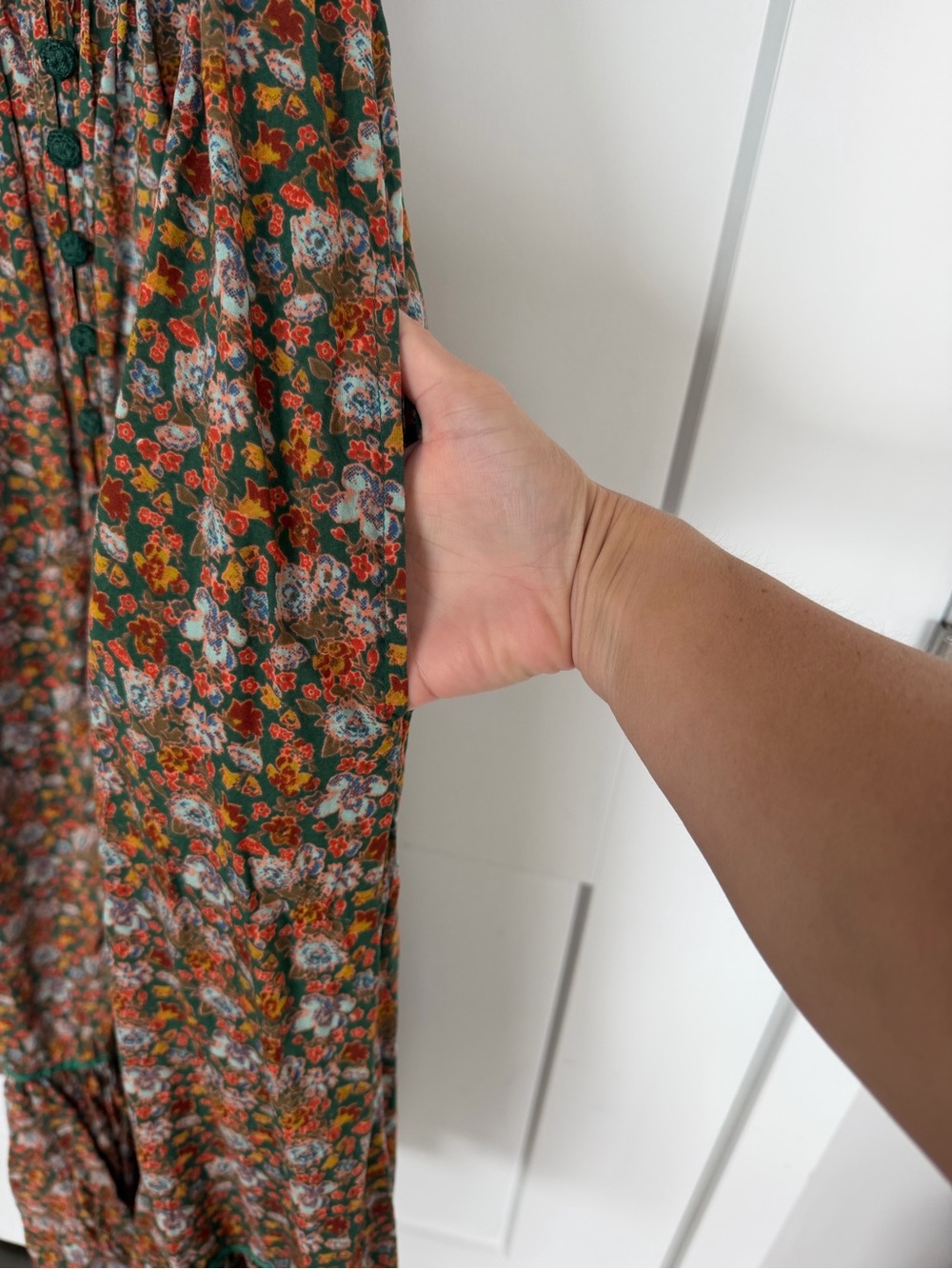 Free People Smocked Boho Floral Dress with Back Cutout & Pockets - Picture 5 of 7